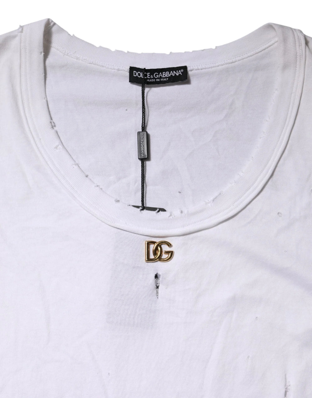 Dolce & Gabbana White Cotton Sleeveless Round Neck Tank Top - IT42|M - Tank Tops