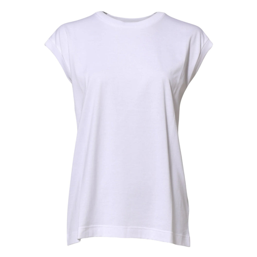 Dolce & Gabbana White Cotton Sleeveless Women Tank T-shirt - IT38 | XS - Tank Tops