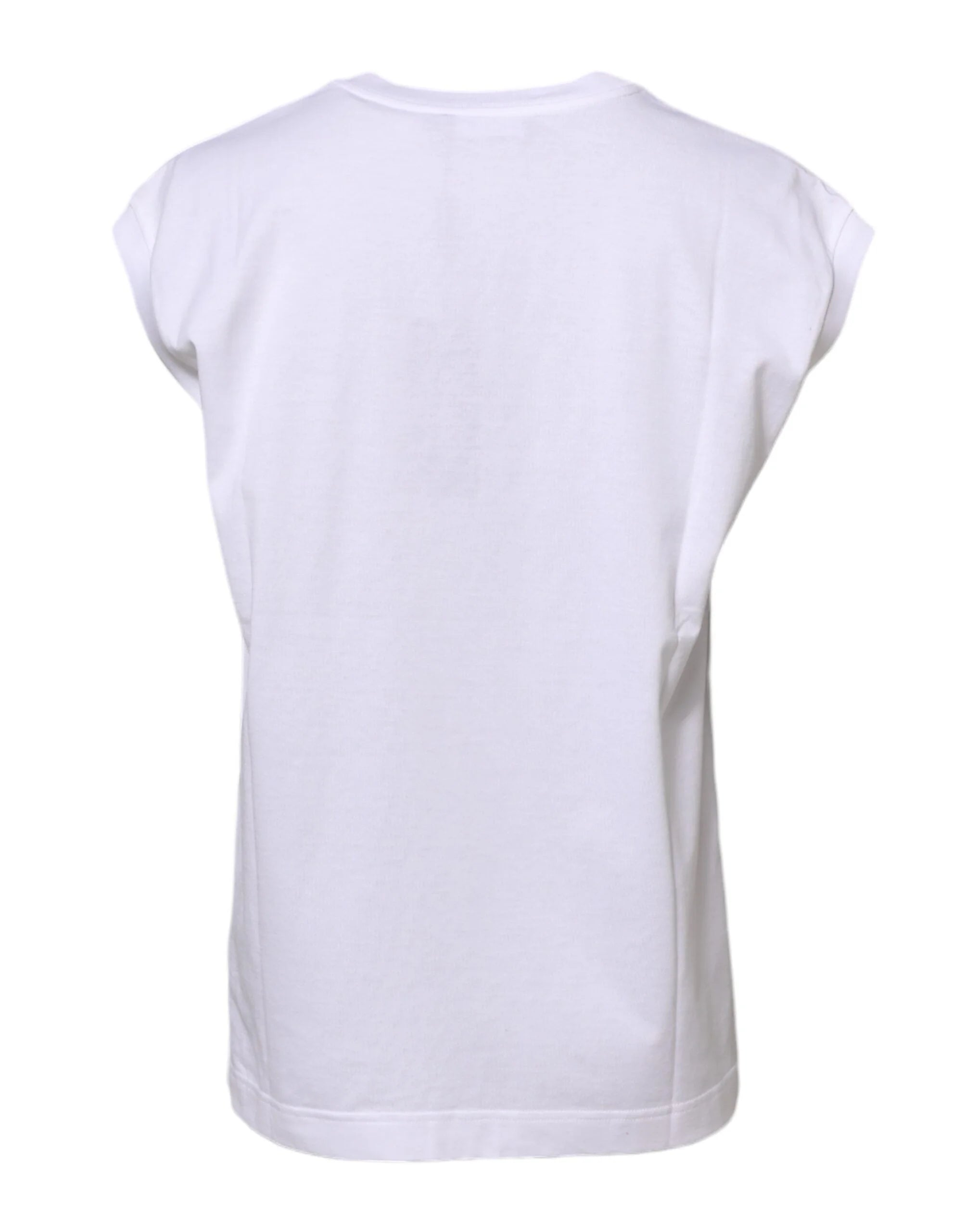 Dolce & Gabbana White Cotton Sleeveless Women Tank T-shirt - IT38 | XS - Tank Tops