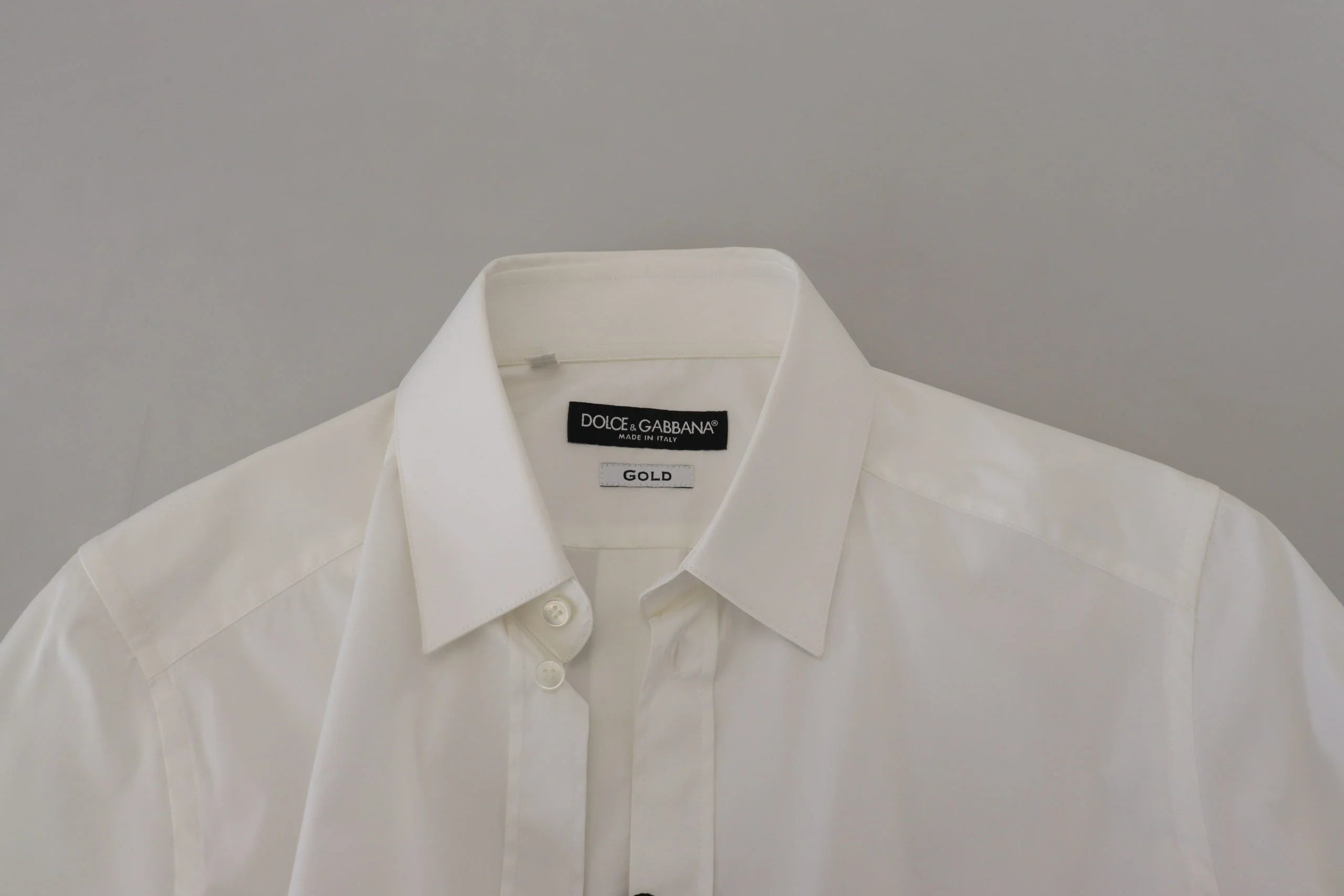 Dolce & Gabbana White Cotton Slim Fit Formal Dress GOLD Shirt - IT37 | XS - Shirts