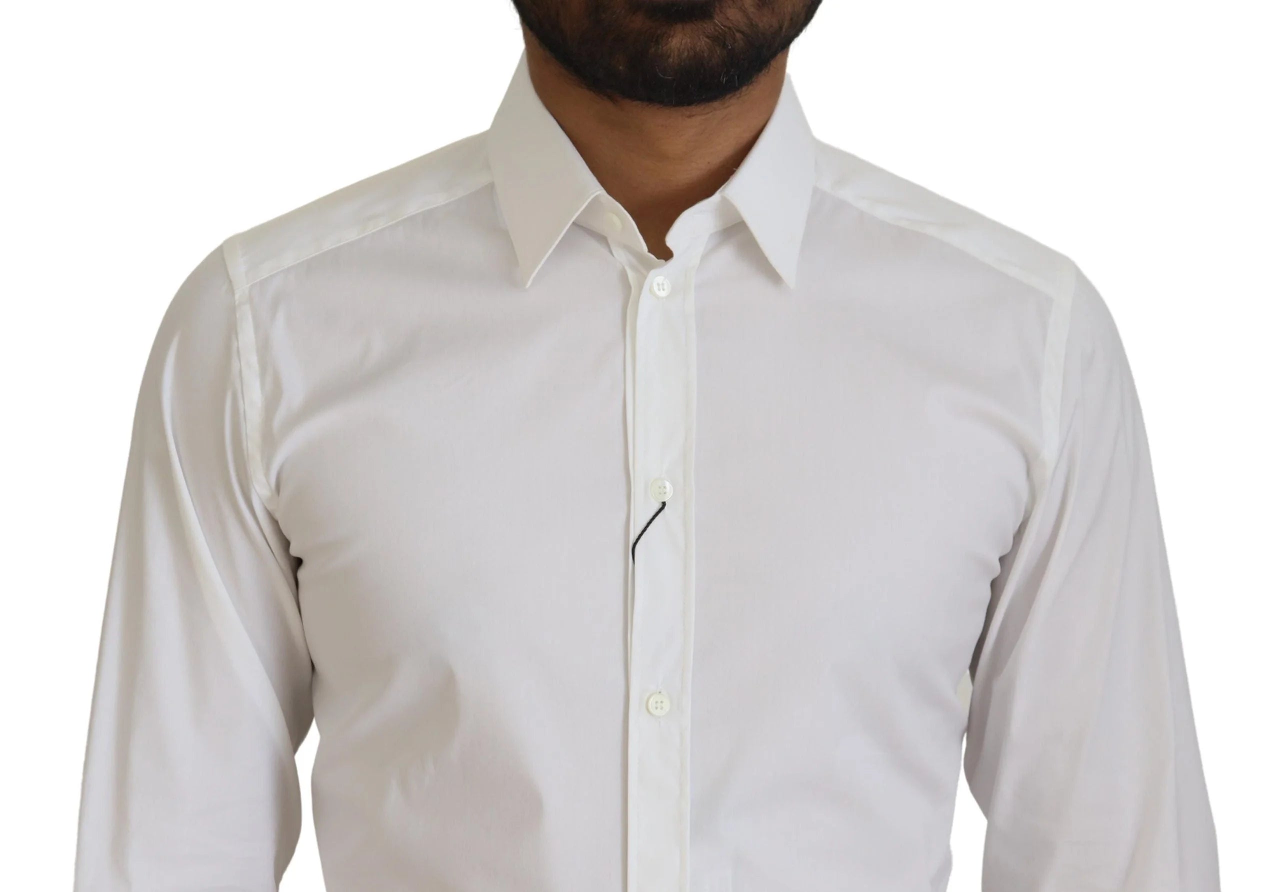 Dolce & Gabbana White Cotton Slim Fit Formal Dress GOLD Shirt - IT37 | XS - Shirts