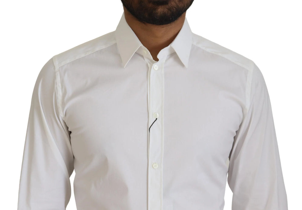 Dolce & Gabbana White Cotton Slim Fit Formal Dress GOLD Shirt - IT37 | XS - Shirts