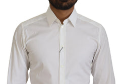 Dolce & Gabbana White Cotton Slim Fit Formal Dress GOLD Shirt - IT37 | XS - Shirts