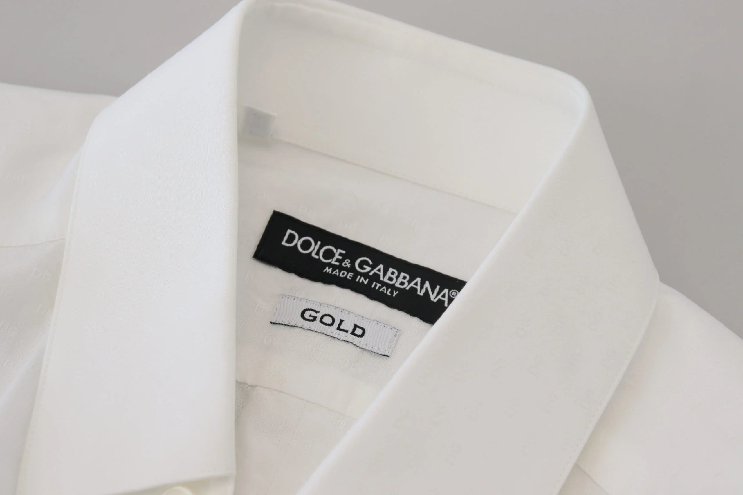 Dolce & Gabbana White Cotton Slim Fit Formal Dress GOLD Shirt - IT37 | XS - Shirts