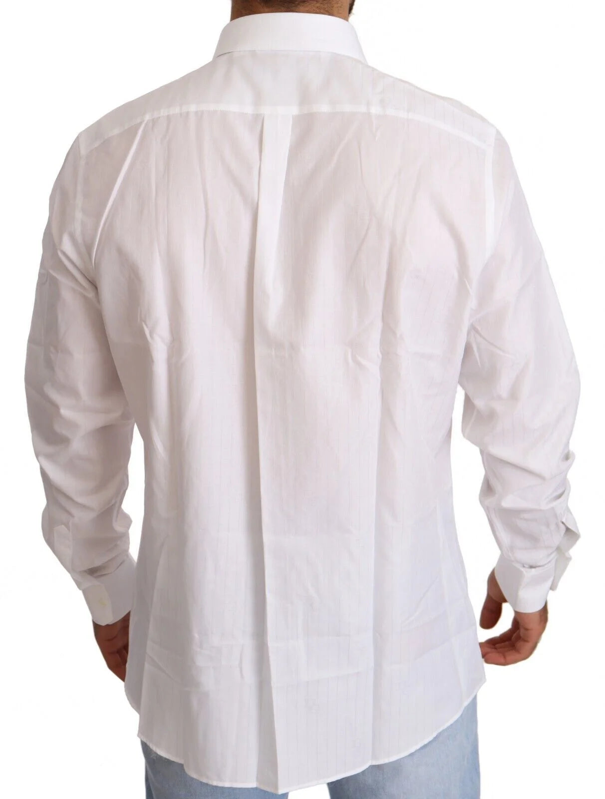 Dolce & Gabbana White Cotton Slim Fit Men MARTINI Shirt - IT44 | 3XL - Shirts