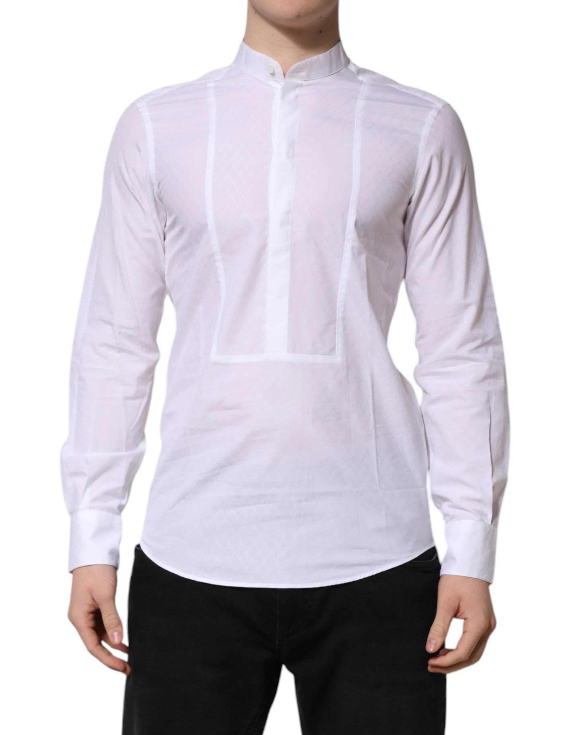 Dolce & Gabbana White Cotton Slim Long Sleeves Formal Shirt - IT38 | XS - Shirts