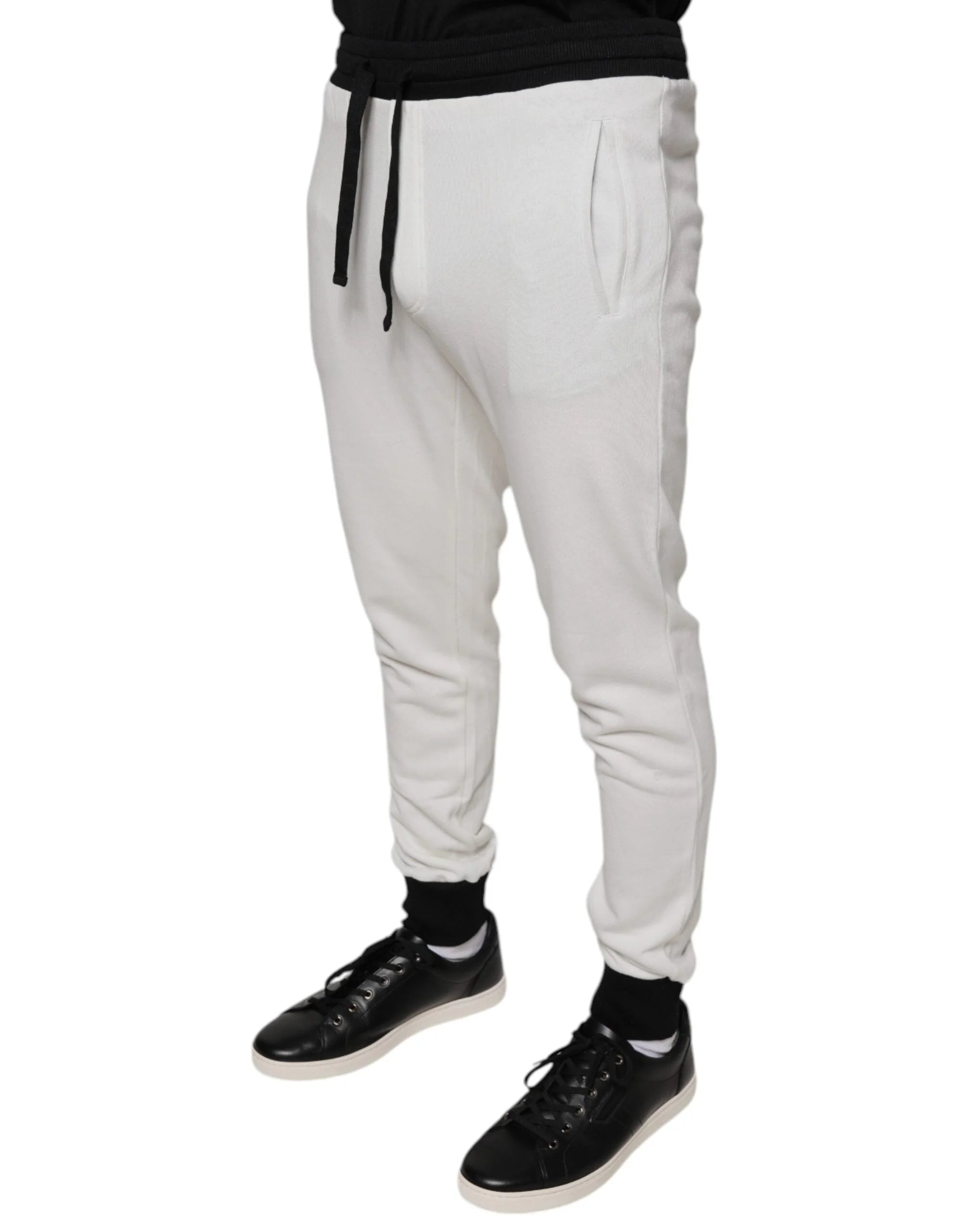 Dolce & Gabbana White Cotton Slim Men Jogger Sweatpants Pants - IT46 | S - Joggers