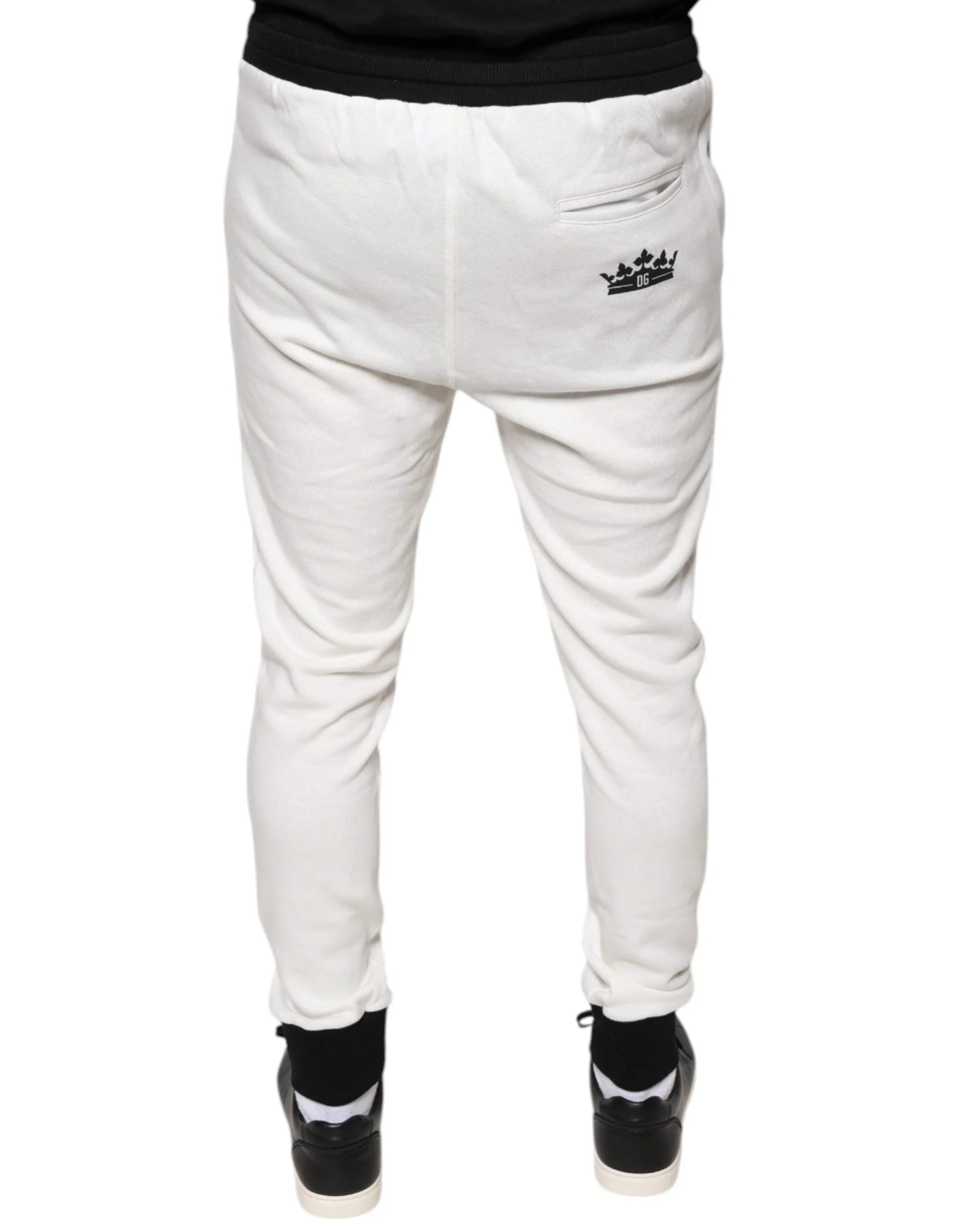 Dolce & Gabbana White Cotton Slim Men Jogger Sweatpants Pants - IT46 | S - Joggers