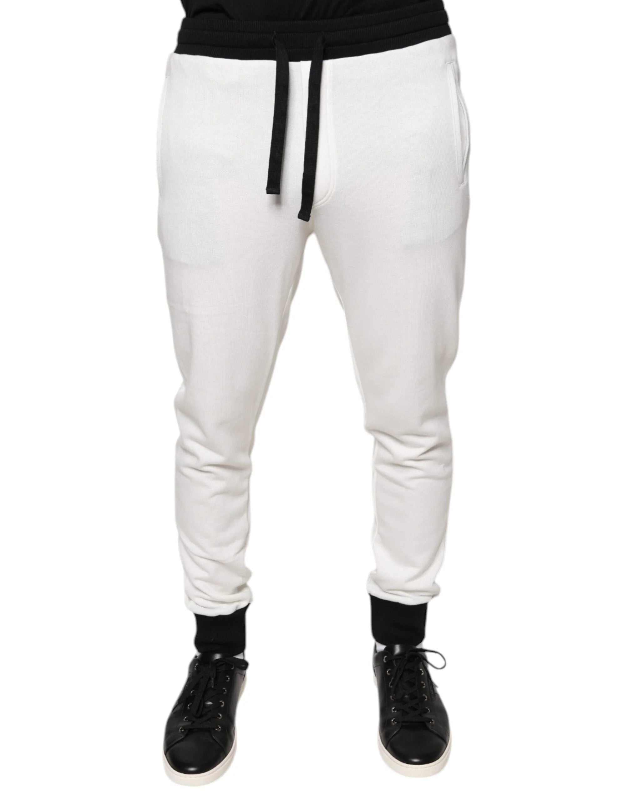 Dolce & Gabbana White Cotton Slim Men Jogger Sweatpants Pants - IT46 | S - Joggers