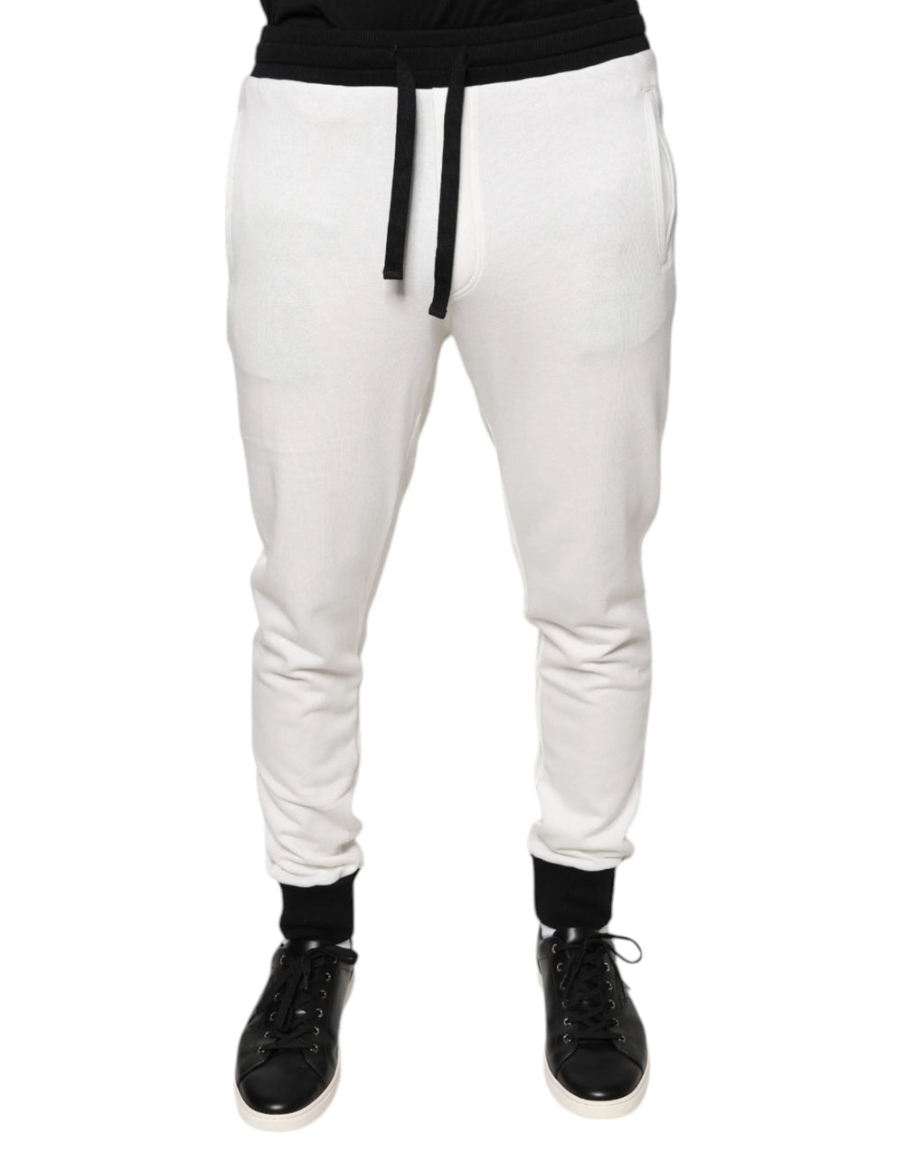Dolce & Gabbana White Cotton Slim Men Jogger Sweatpants Pants - IT46 | S - Joggers