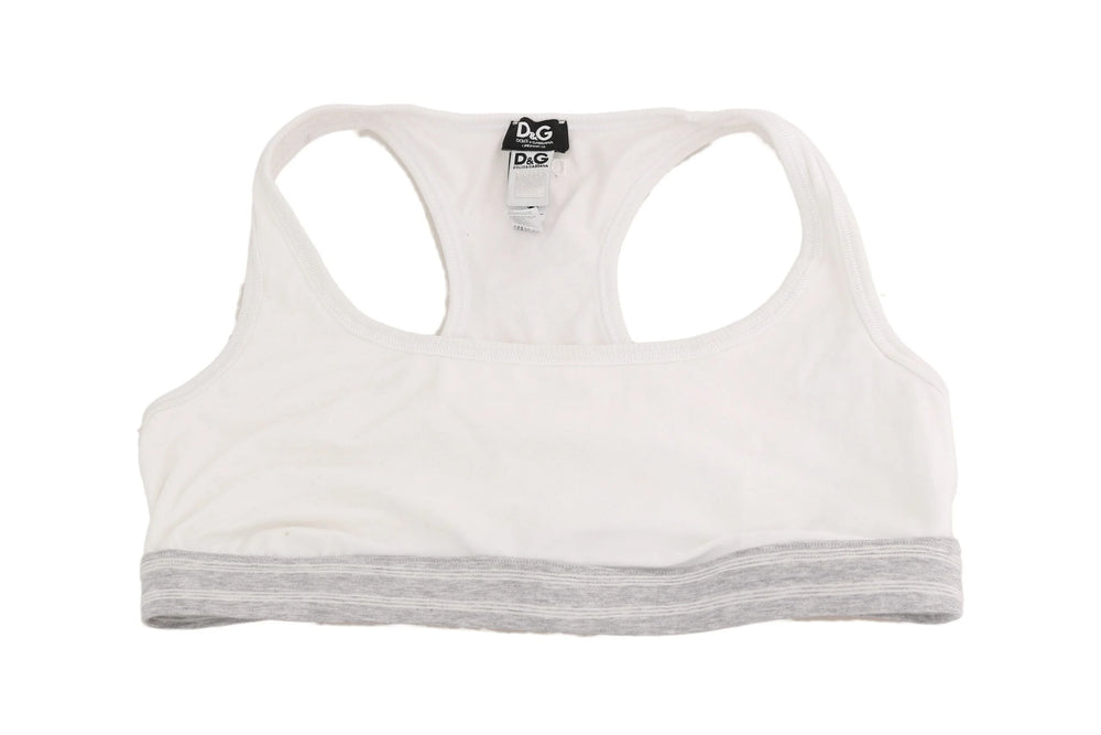 Dolce & Gabbana White Cotton Sport Stretch Bra Underwear - IT3 | M - Bras