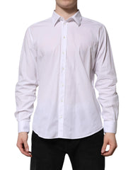 Dolce & Gabbana White Cotton STAFF Long Sleeves Forma Shirt - Shirts