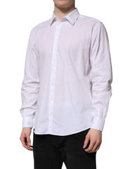 Dolce & Gabbana White Cotton STAFF Long Sleeves Forma Shirt - Shirts