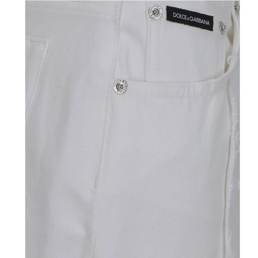 Dolce & Gabbana White Cotton Straight-Leg Jeans - 42