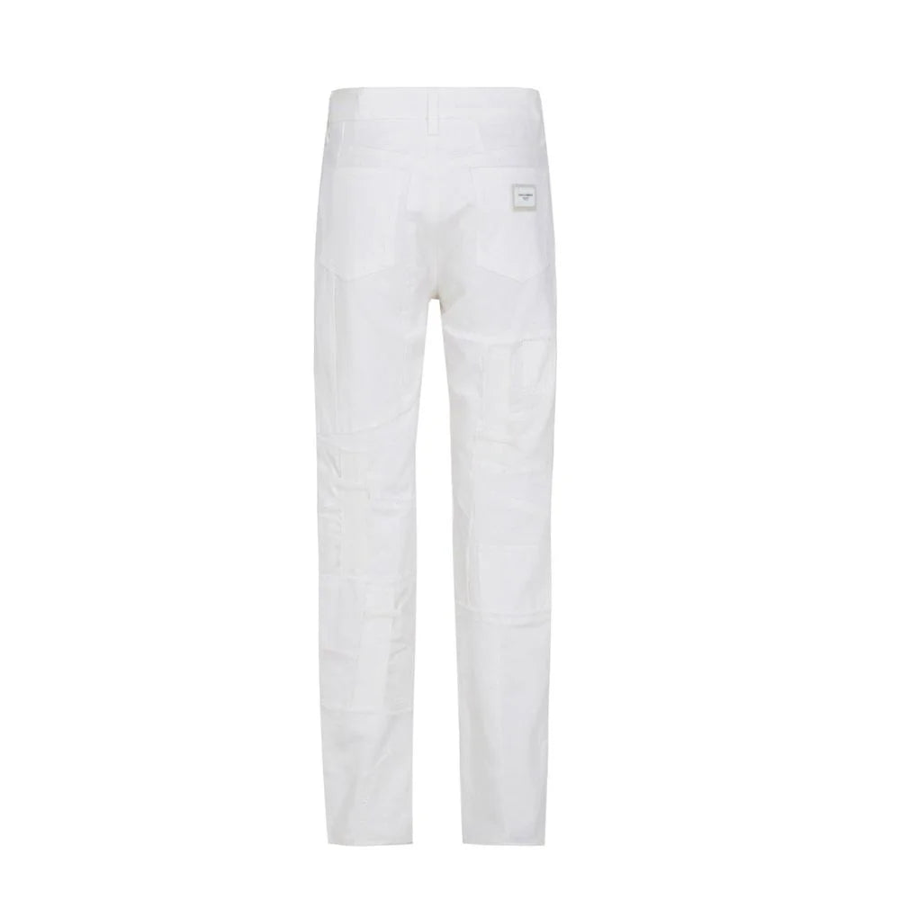 Dolce & Gabbana White Cotton Straight-Leg Jeans - 42