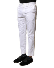 Dolce & Gabbana White Cotton Straight Logo Men Pants - IT44 | XS