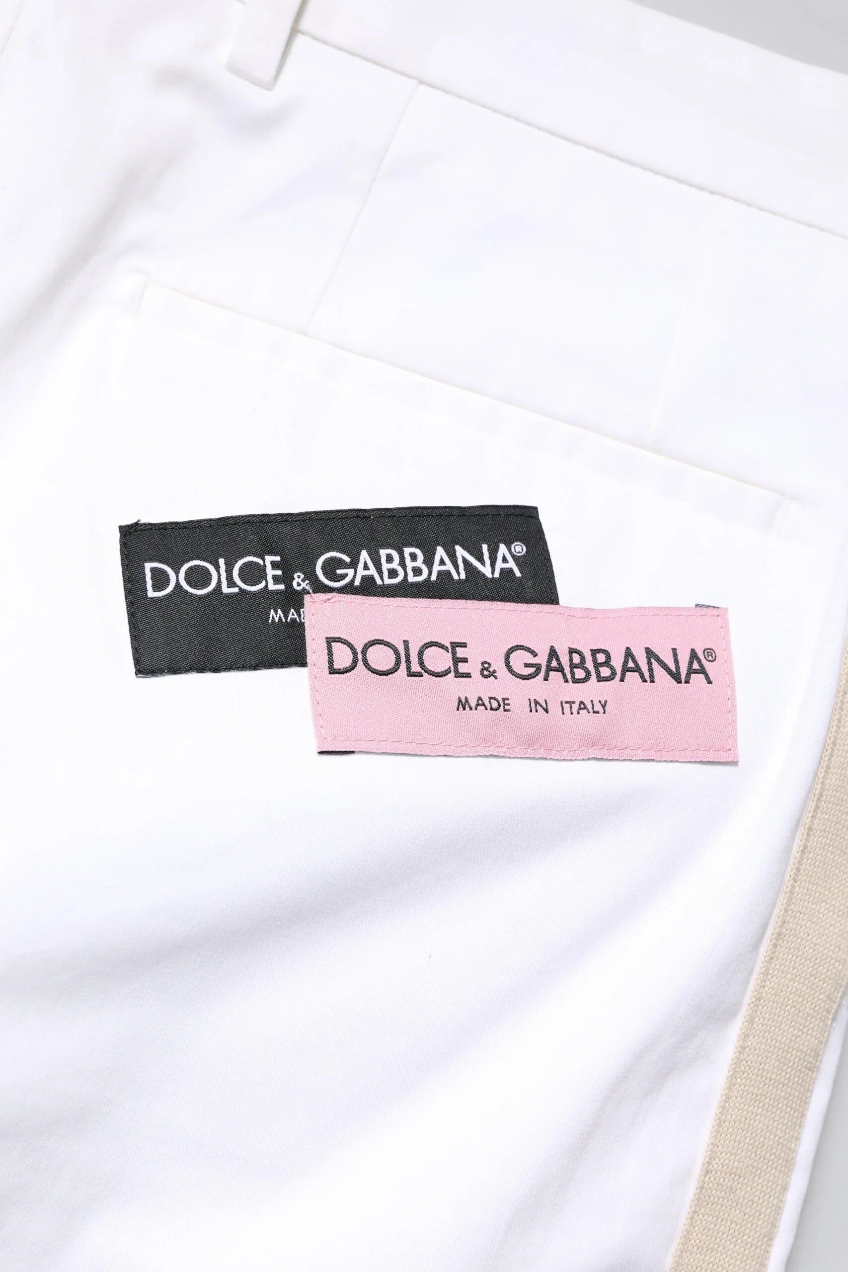 Dolce & Gabbana White Cotton Straight Logo Men Pants - IT44 | XS - Trousers