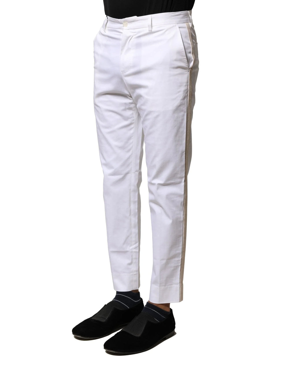 Dolce & Gabbana White Cotton Straight Logo Men Pants - IT44 | XS - Trousers