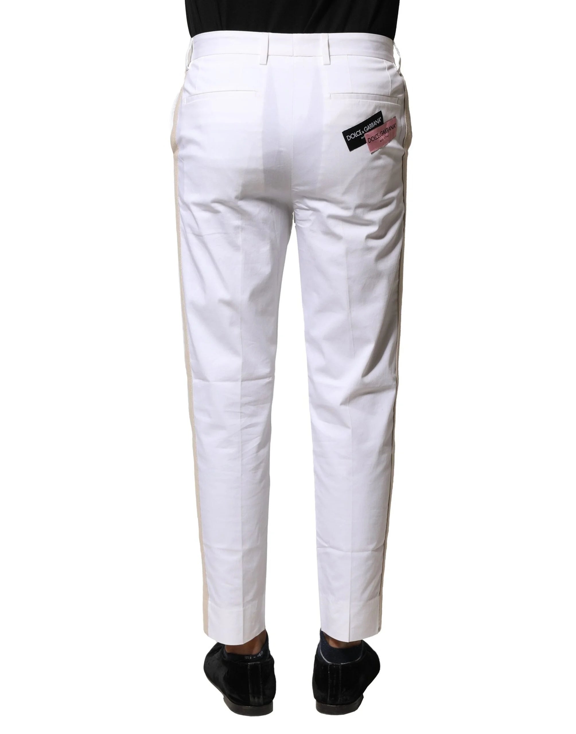Dolce & Gabbana White Cotton Straight Logo Men Pants - IT44 | XS - Trousers