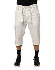 Dolce & Gabbana White Cotton Stretch Cropped Trouser Pants - IT54 | XL - Trousers