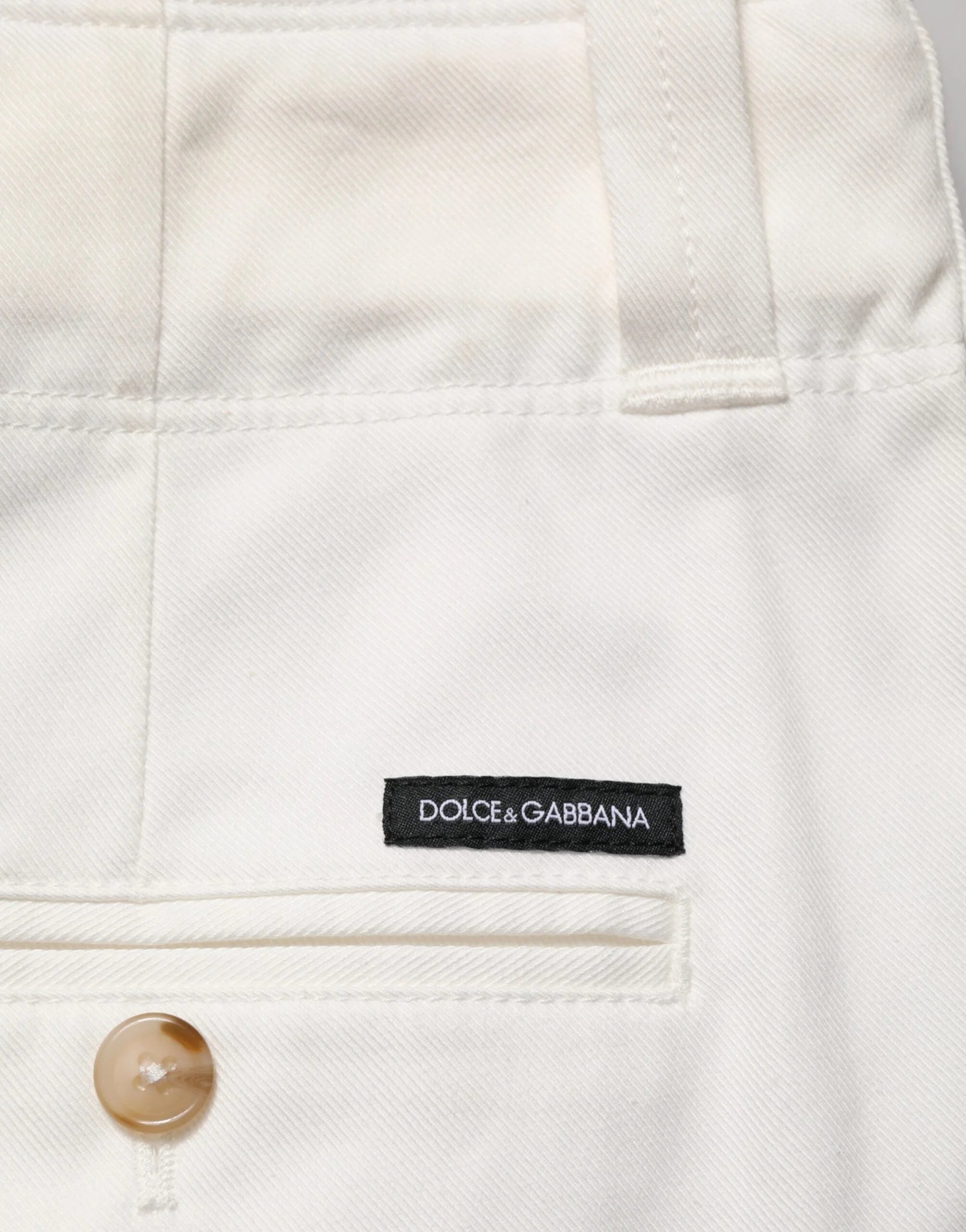 Dolce & Gabbana White Cotton Stretch Cropped Trouser Pants - IT54 | XL - Trousers
