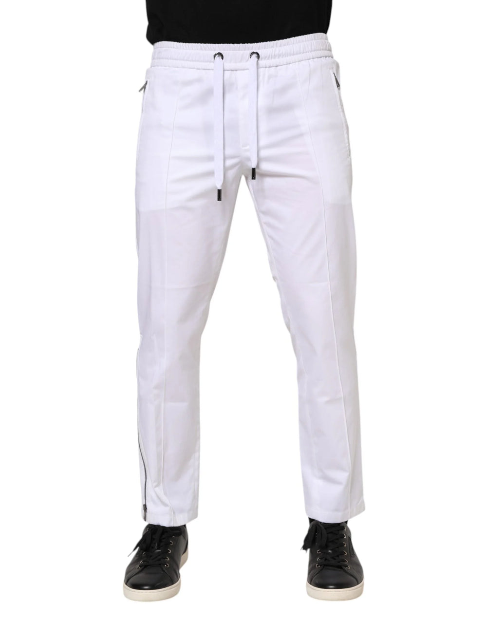 Dolce & Gabbana White Cotton Stretch Logo Men Jogger Pants - IT46 | S - Joggers