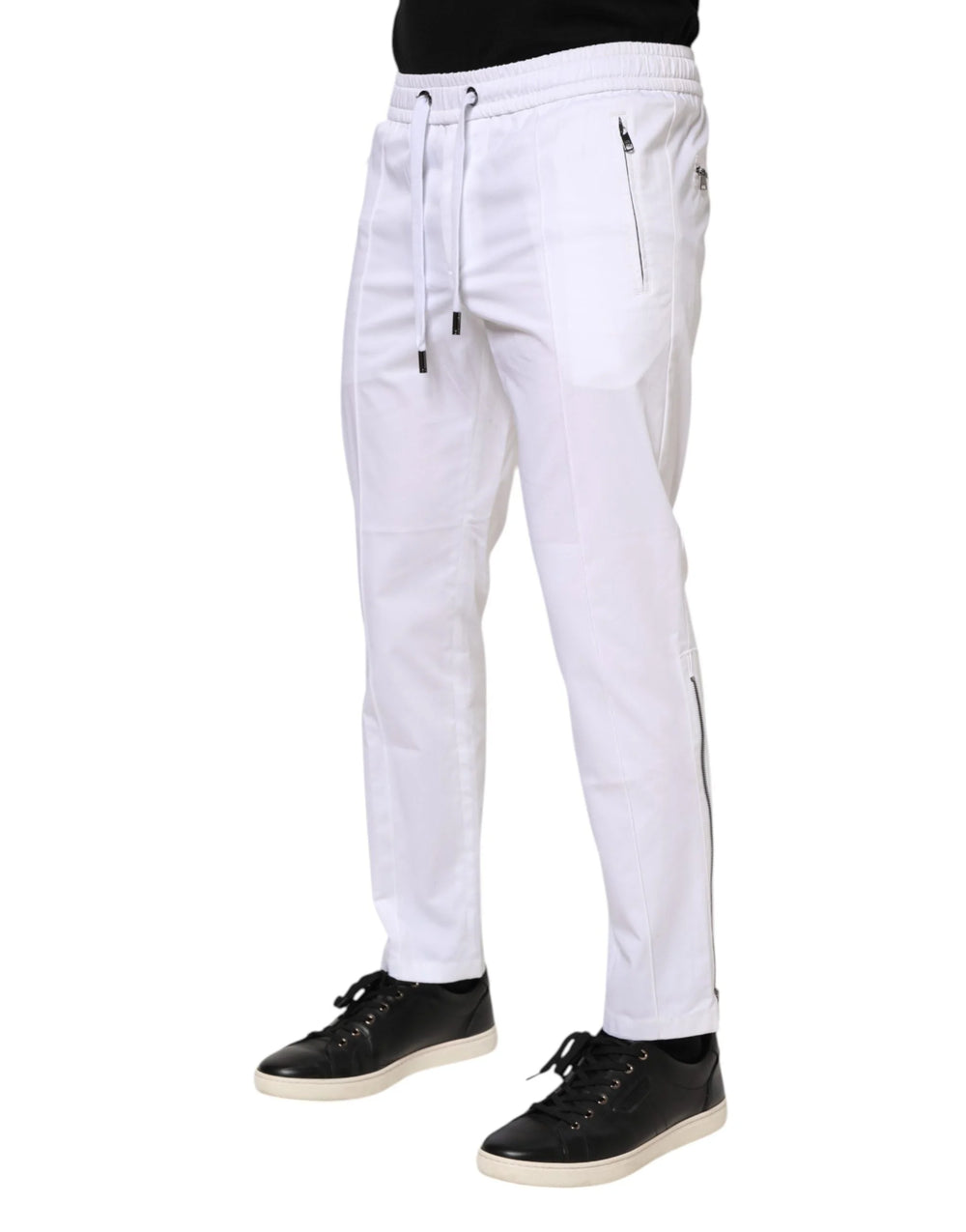 Dolce & Gabbana White Cotton Stretch Logo Men Jogger Pants - IT46 | S - Joggers
