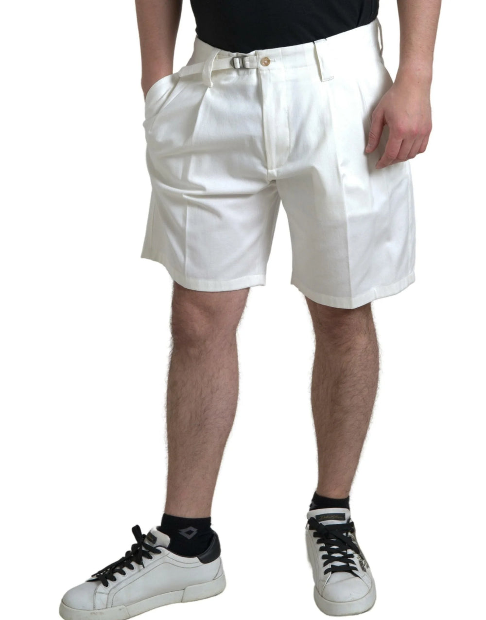 Dolce & Gabbana White Cotton Stretch Men Bermuda Denim Shorts - Bermudas
