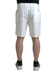 Dolce & Gabbana White Cotton Stretch Men Bermuda Denim Shorts - Bermudas