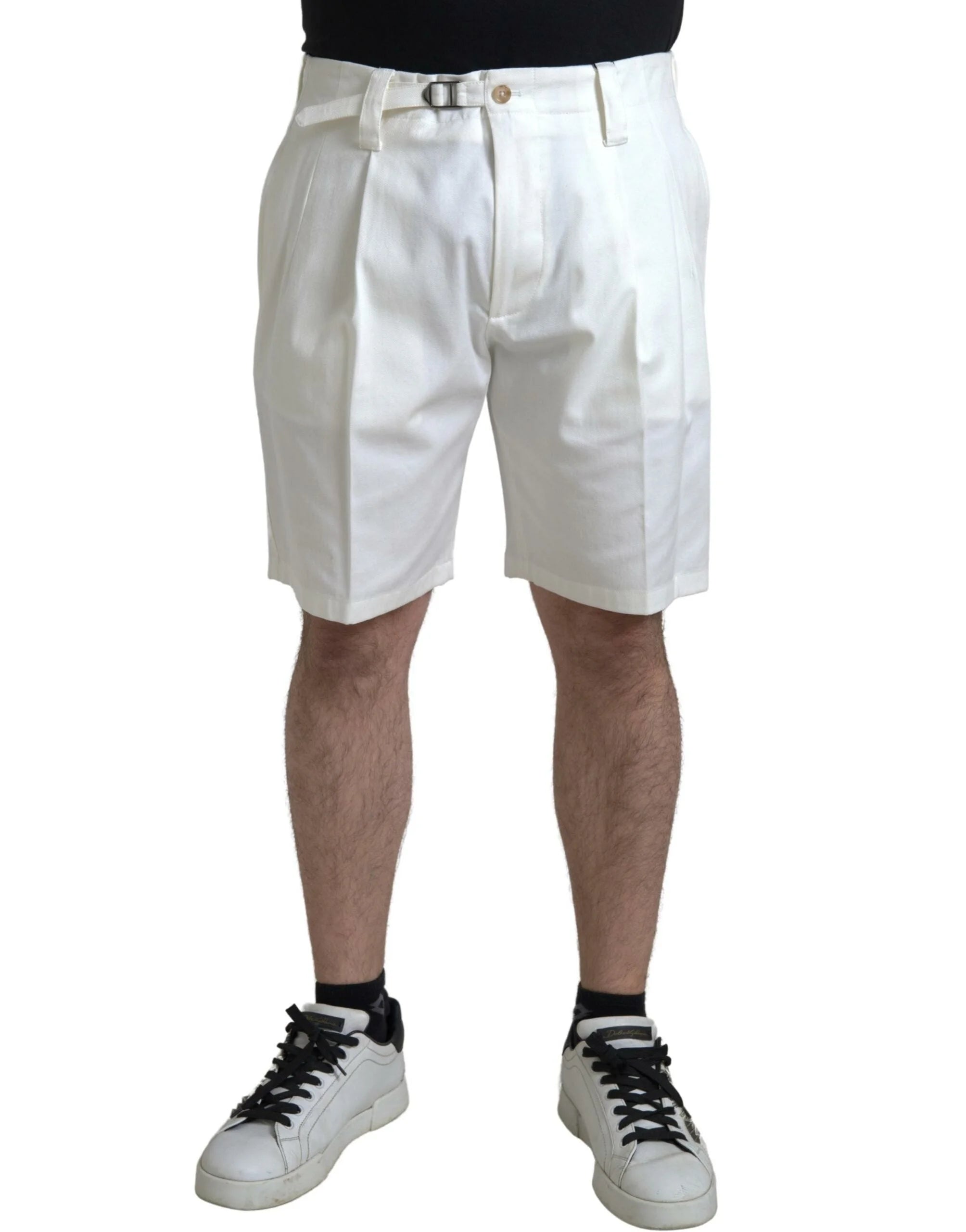 Dolce & Gabbana White Cotton Stretch Men Bermuda Denim Shorts - Bermudas