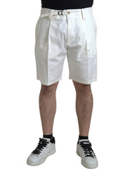 Dolce & Gabbana White Cotton Stretch Men Bermuda Denim Shorts - Bermudas