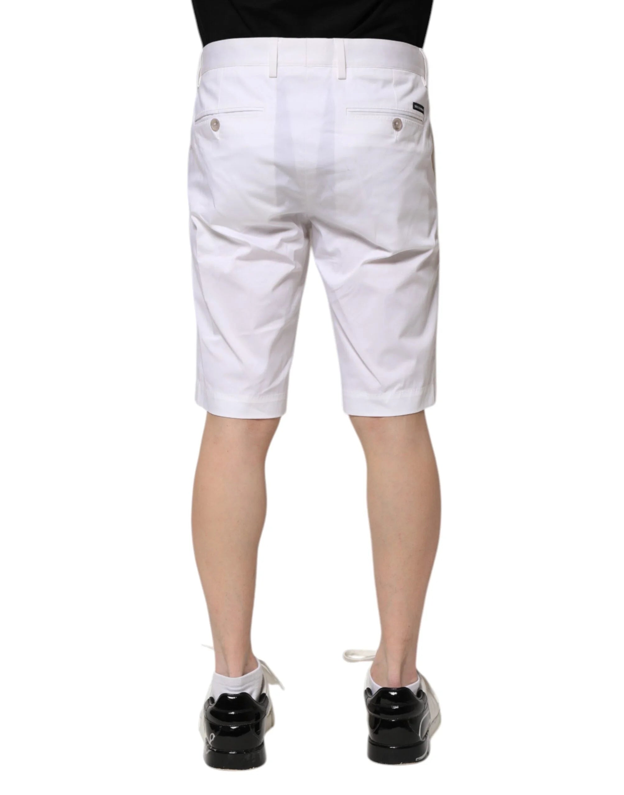 Dolce & Gabbana White Cotton Stretch Men Denim Bermuda Shorts - IT44 | XS