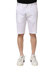 Dolce & Gabbana White Cotton Stretch Men Denim Bermuda Shorts - IT44 | XS