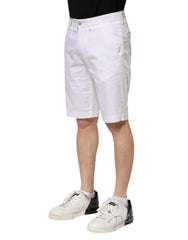 Dolce & Gabbana White Cotton Stretch Men Denim Bermuda Shorts - IT44 | XS