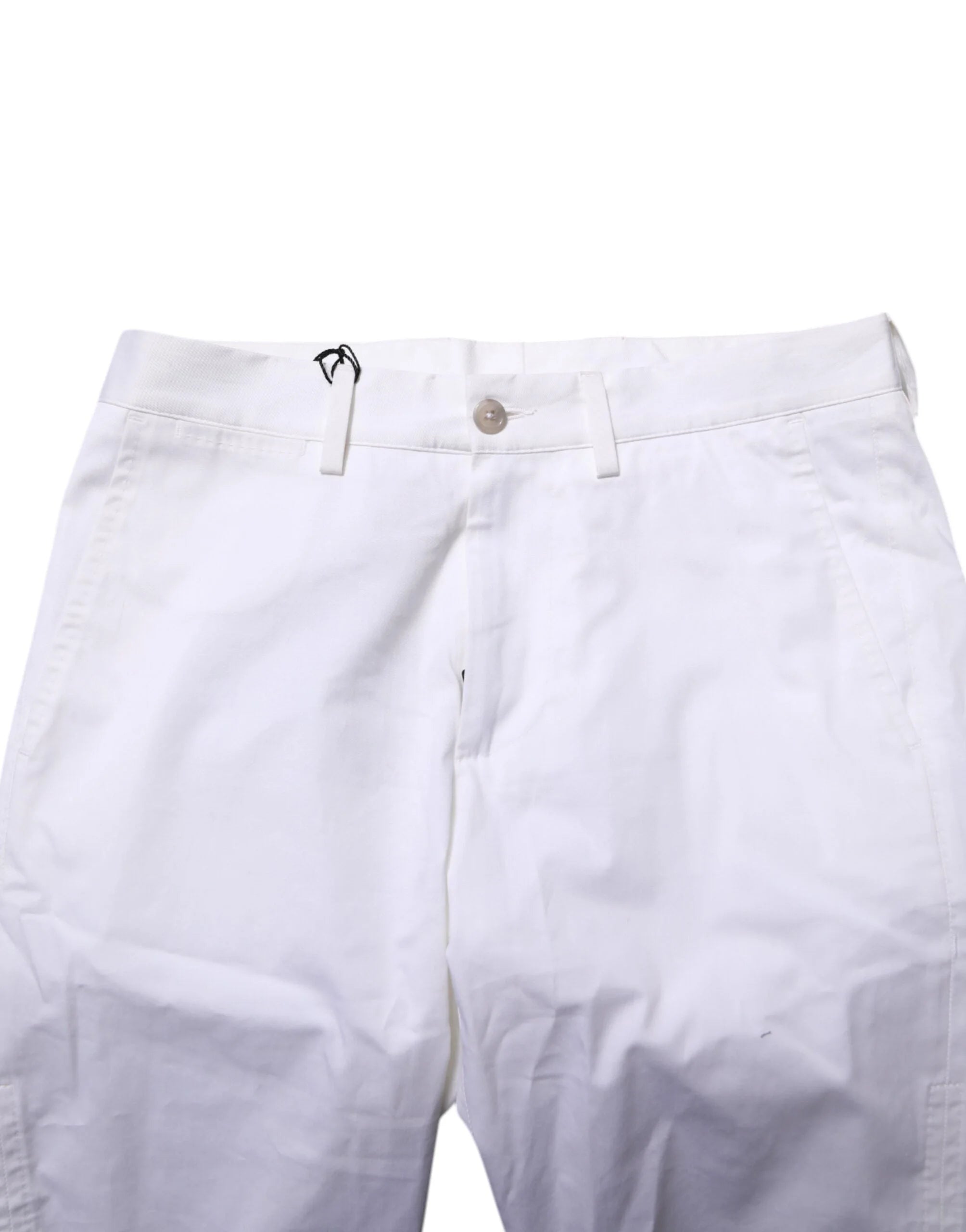 Dolce & Gabbana White Cotton Stretch Men Denim Bermuda Shorts - IT44 | XS