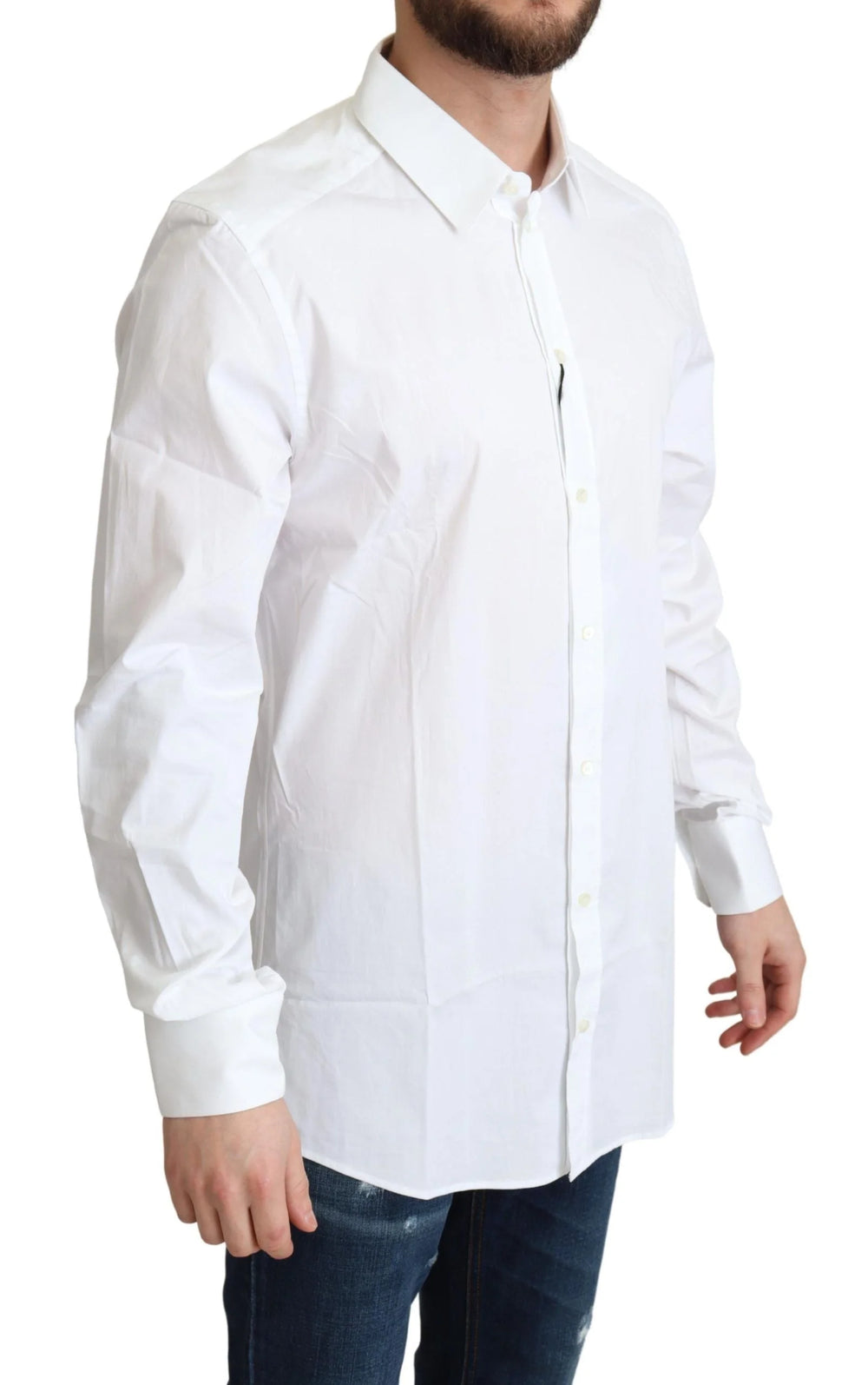 Dolce & Gabbana White Cotton Stretch Men Dress Formal Shirt - IT38 | XS - Shirts