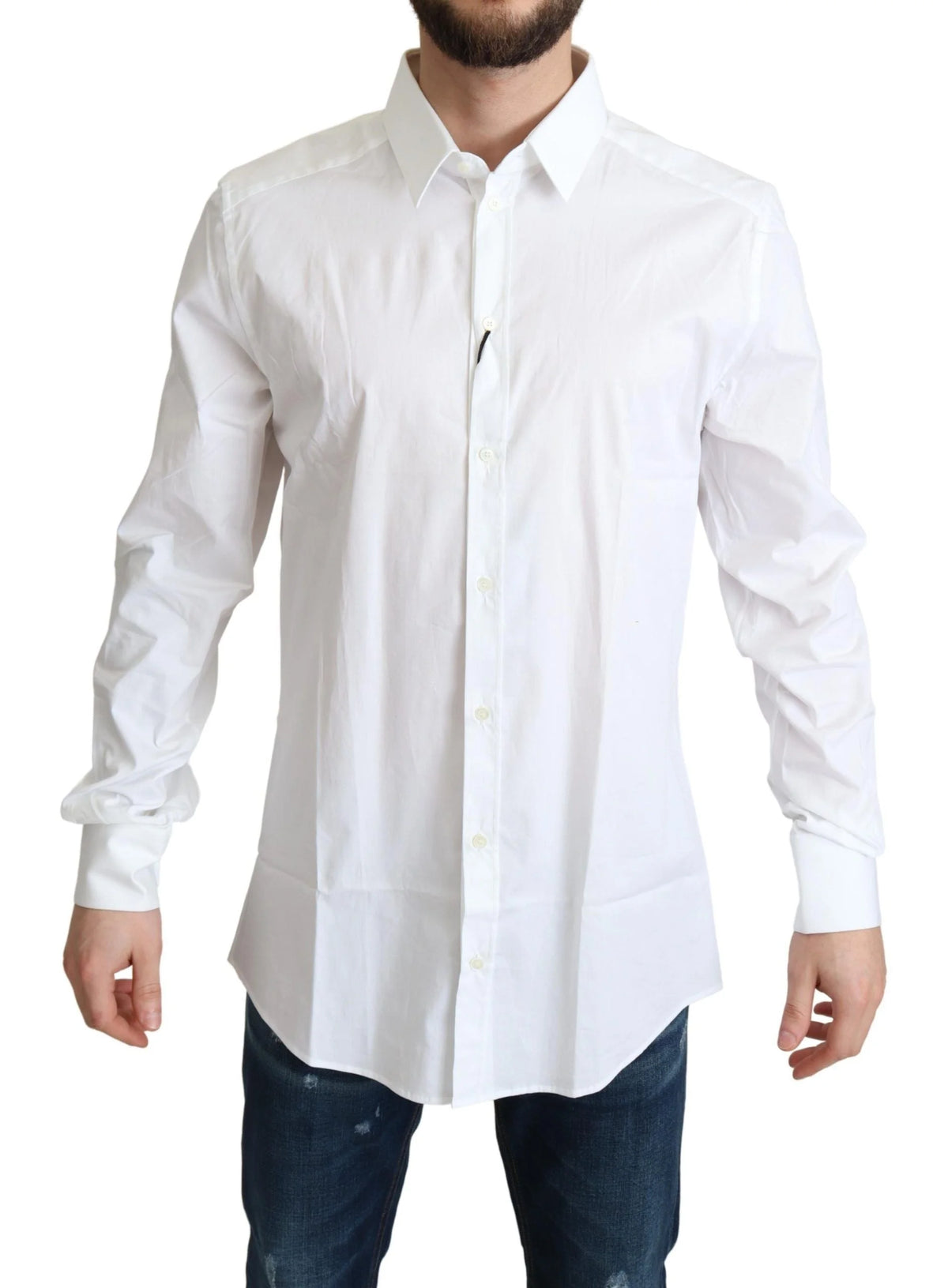 Dolce & Gabbana White Cotton Stretch Men Dress Formal Shirt - IT38 | XS - Shirts