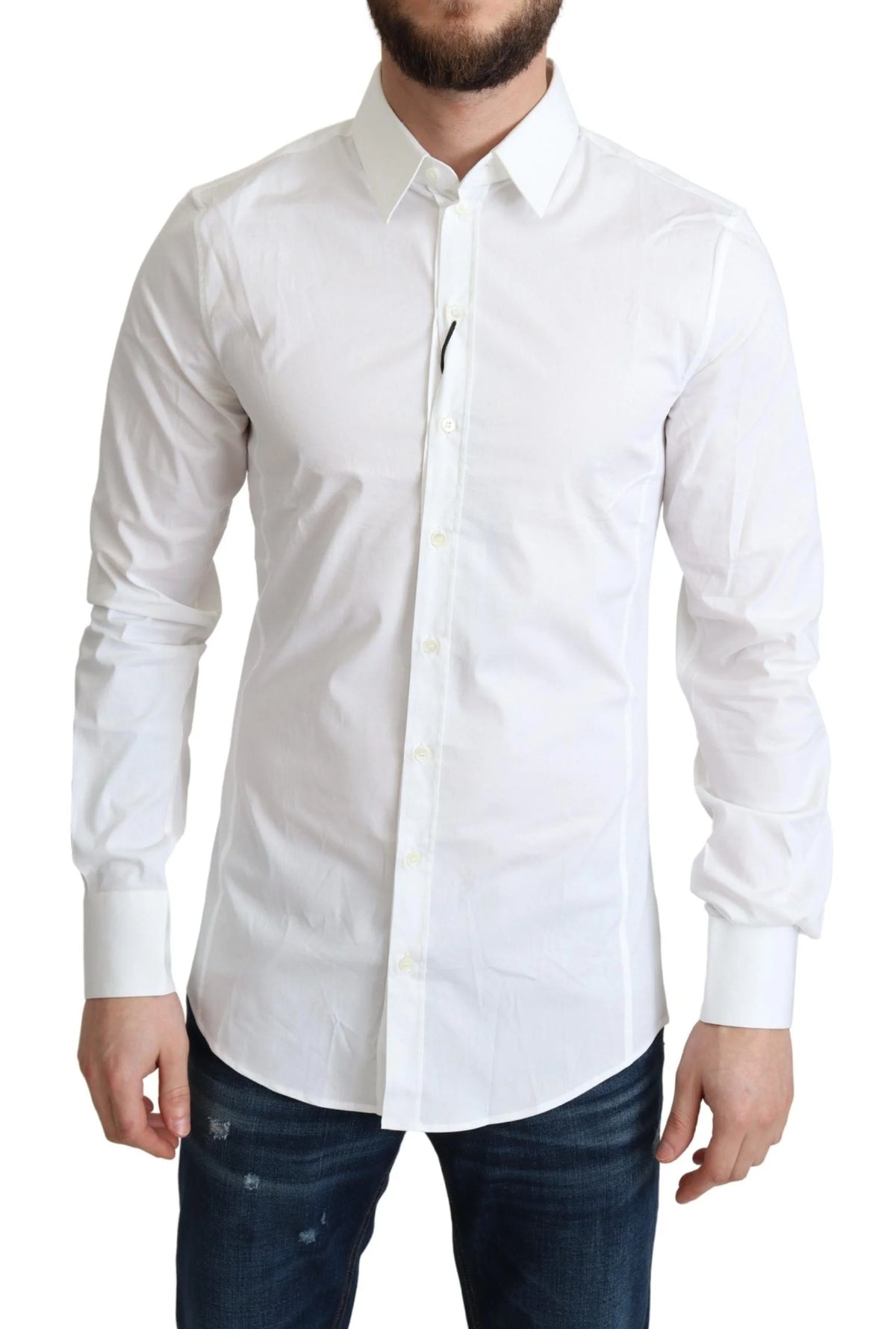 Dolce & Gabbana White Cotton Stretch Men Formal SICILIA Shirt - IT38 | XS - Shirts