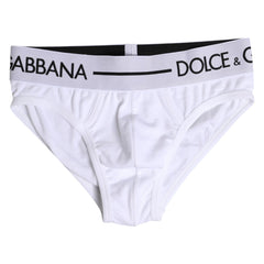 Dolce & Gabbana White Cotton Stretch Regular Brief Underwear - IT4 | S