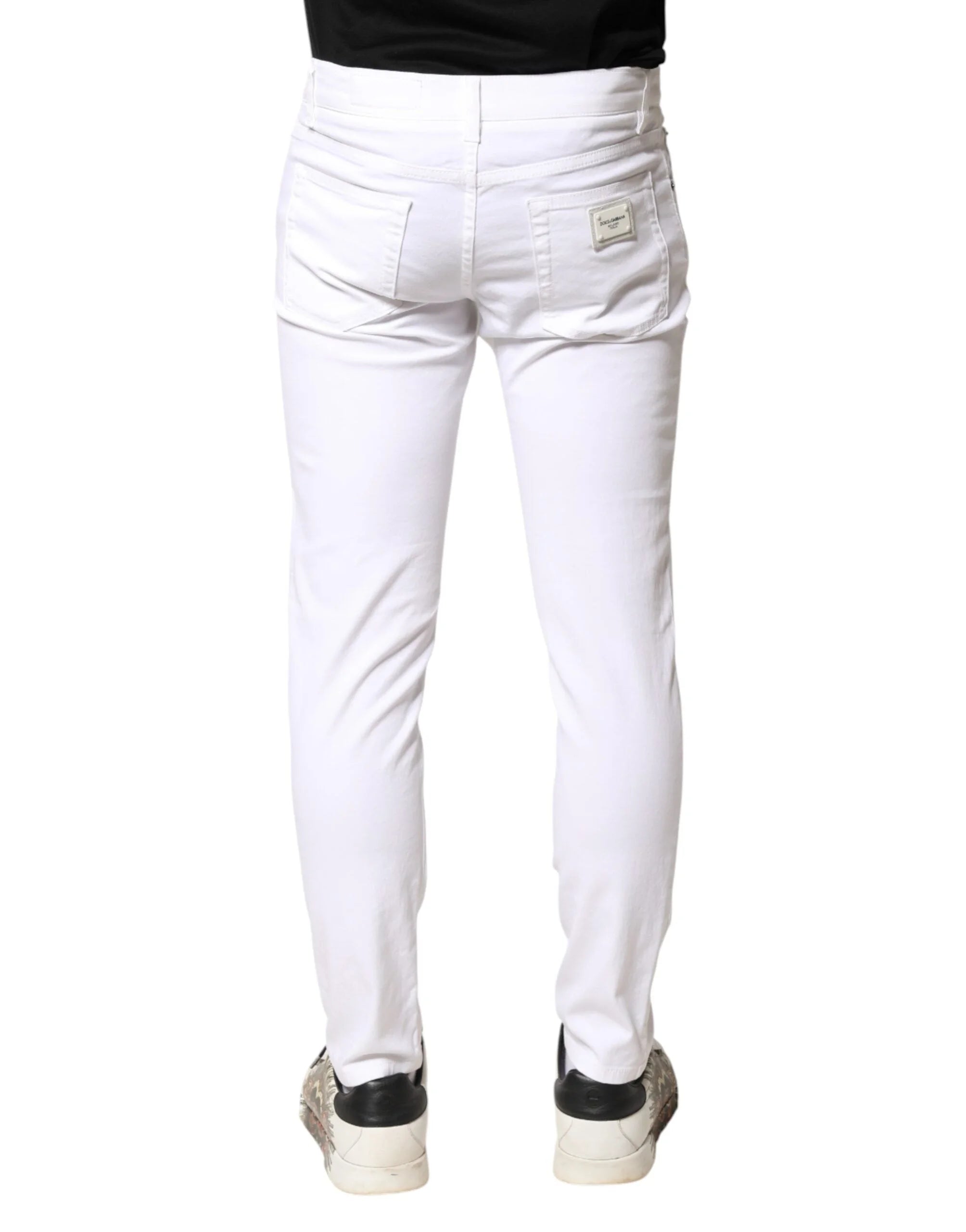 Dolce & Gabbana White Cotton Stretch Skinny Denim Men Jeans - IT46 | S
