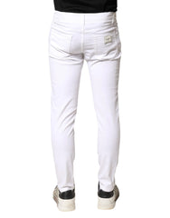 Dolce & Gabbana White Cotton Stretch Skinny Denim Men Jeans - IT46 | S