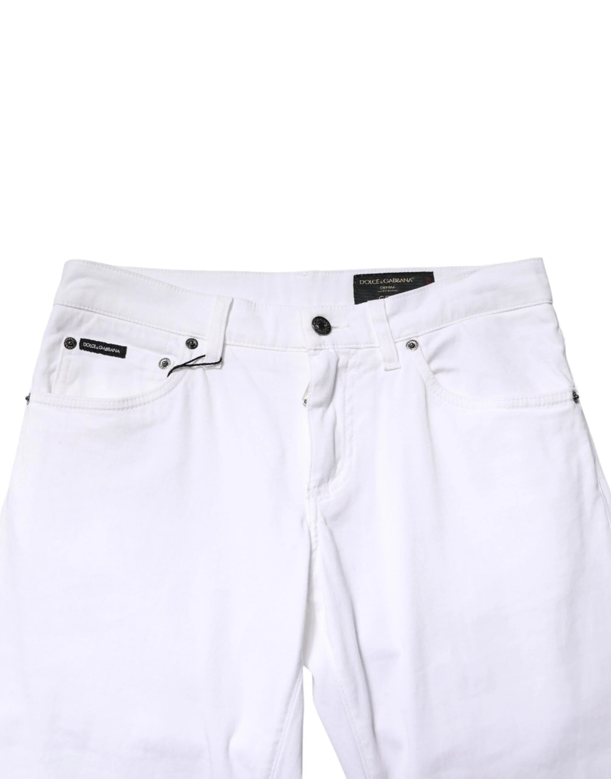 Dolce & Gabbana White Cotton Stretch Skinny Denim Men Jeans - IT46 | S