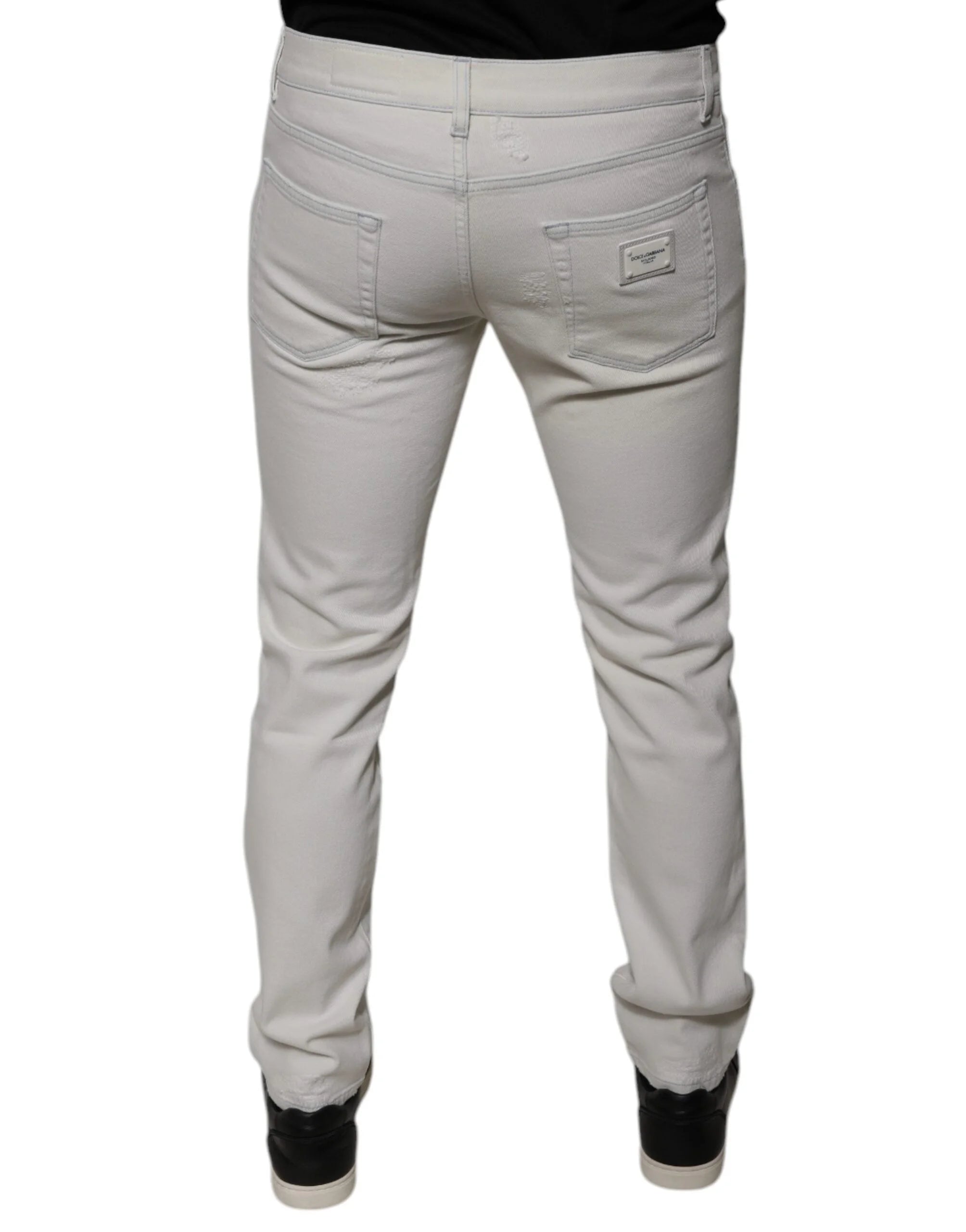 Dolce & Gabbana White Cotton Stretch Skinny Men Denim Jeans - IT44 | XS - Jeans