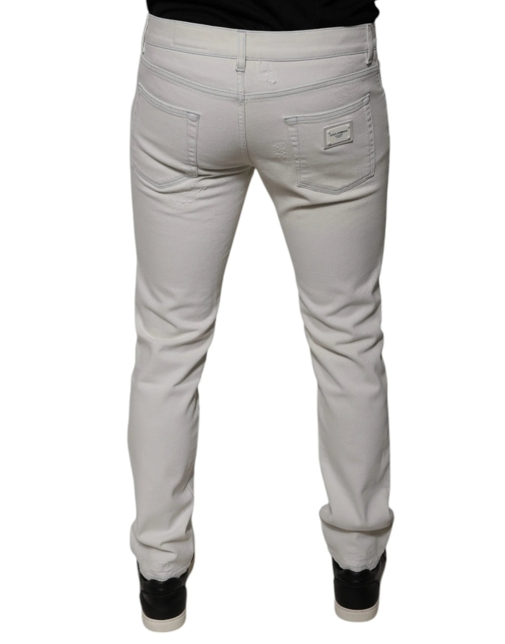 Dolce & Gabbana White Cotton Stretch Skinny Men Denim Jeans - IT44 | XS - Jeans