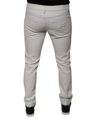 Dolce & Gabbana White Cotton Stretch Skinny Men Denim Jeans - IT44 | XS - Jeans