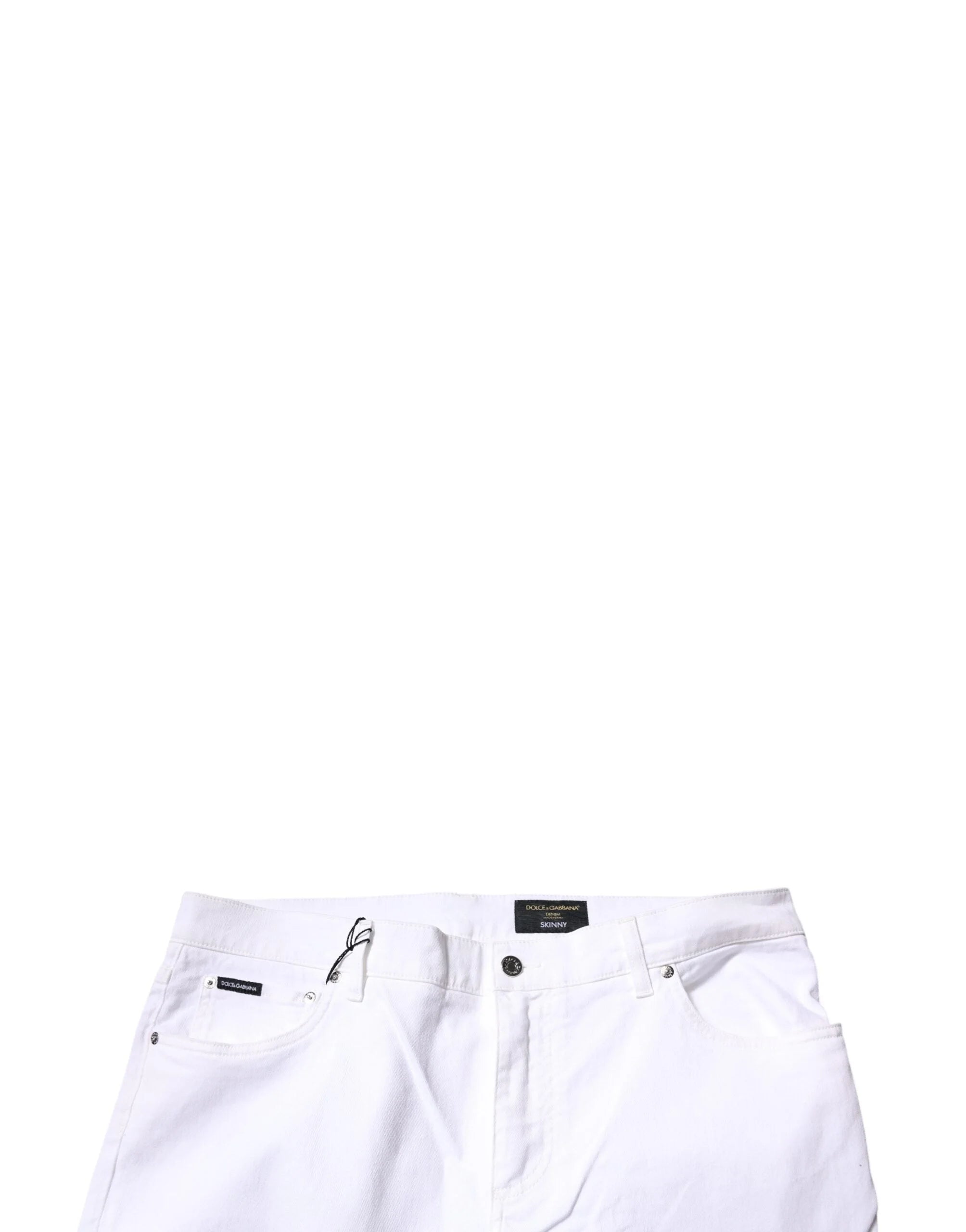 Dolce & Gabbana White Cotton Stretch Skinny Men Denim Jeans - IT44 | XS