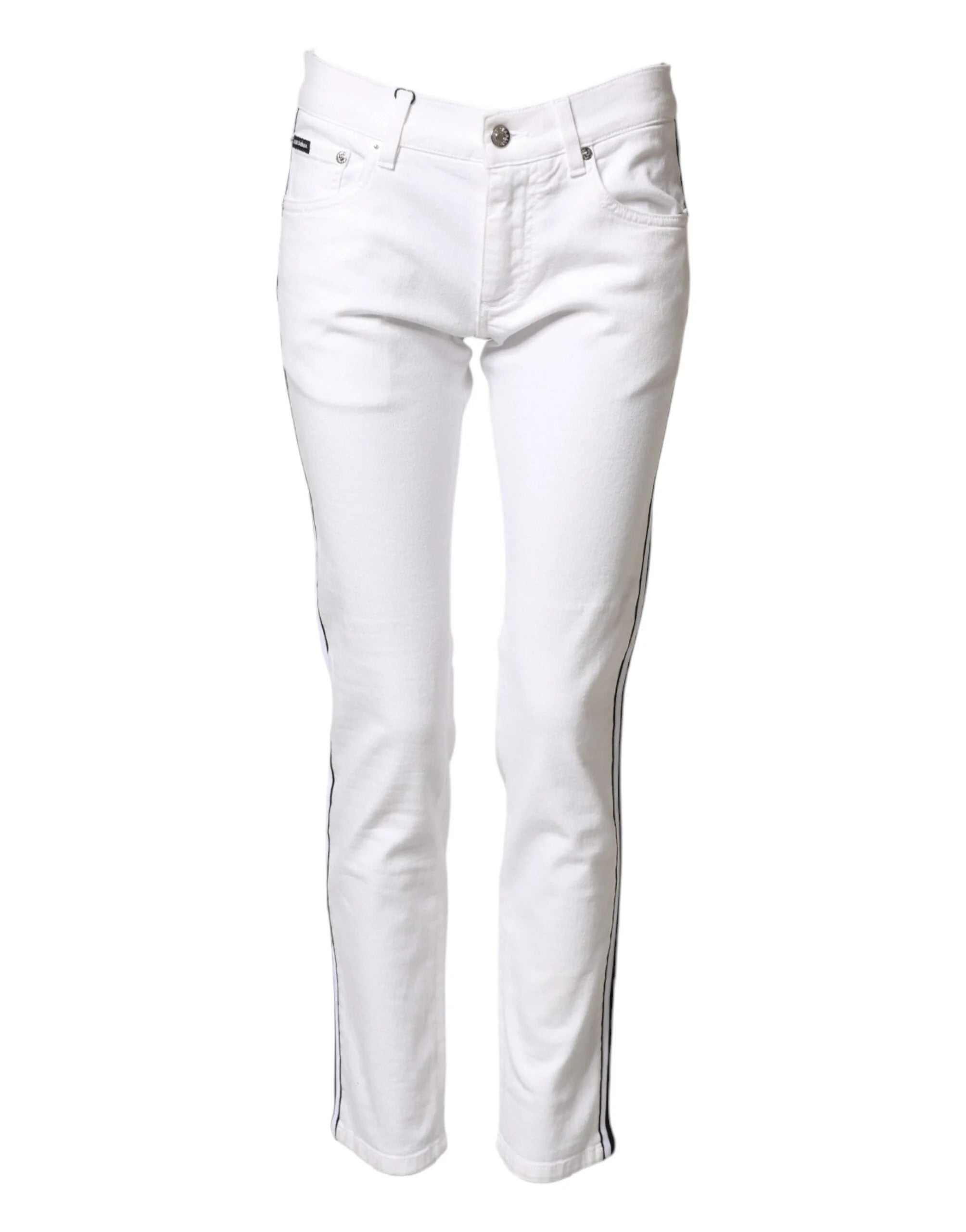 Dolce & Gabbana White Cotton Stretch Skinny Men Denim Jeans - IT44 | XS