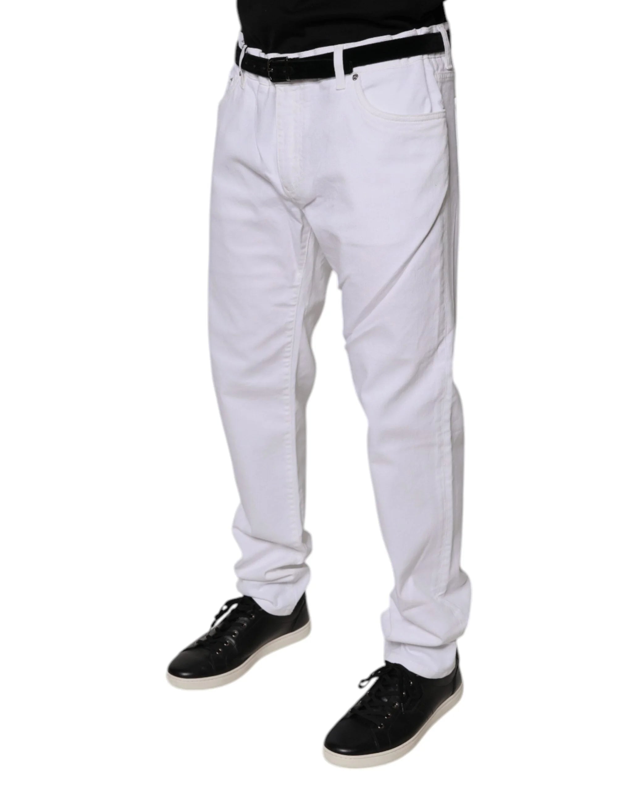 Dolce & Gabbana White Cotton Stretch Skinny Men Denim Jeans - IT44 | XS