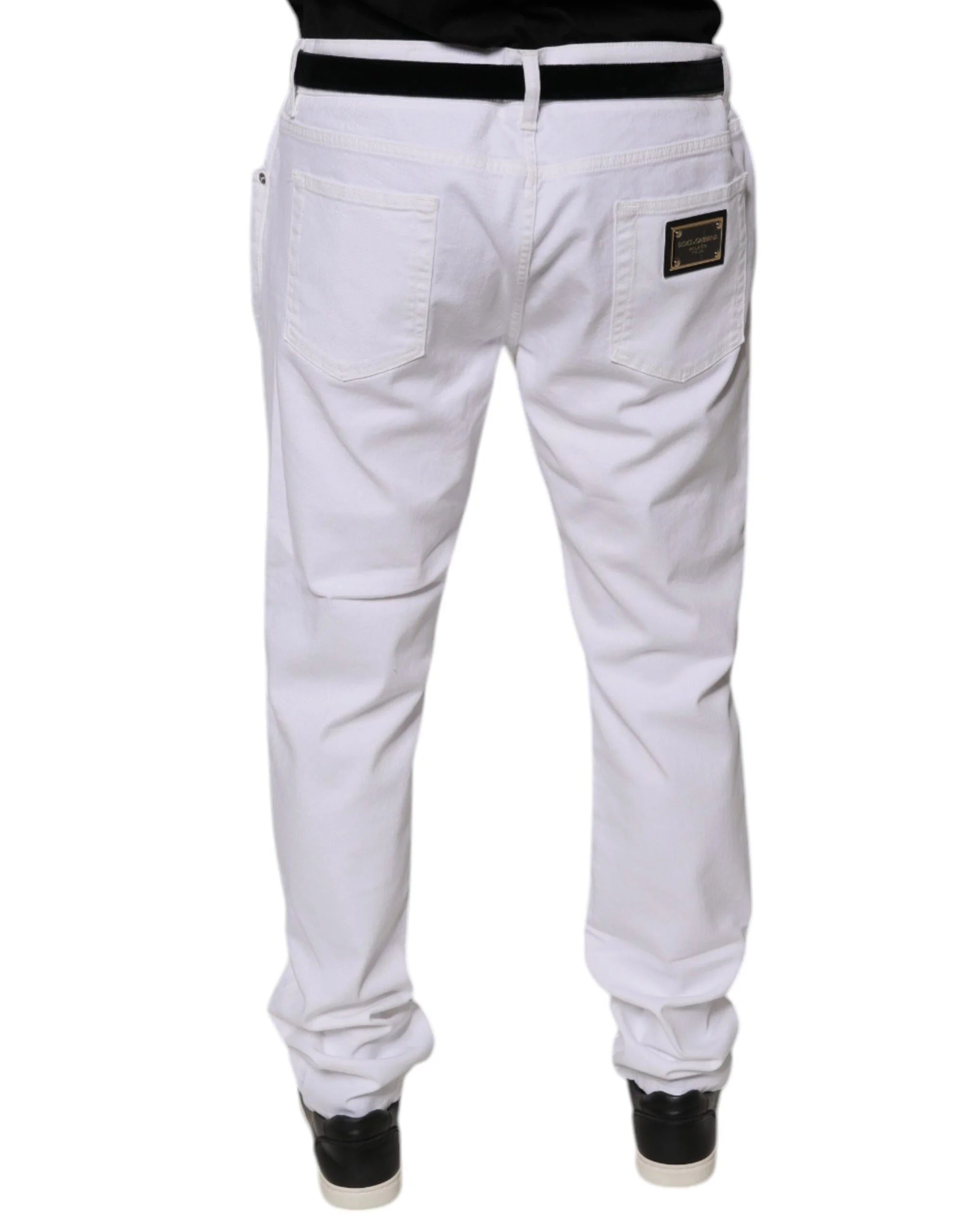 Dolce & Gabbana White Cotton Stretch Skinny Men Denim Jeans - IT44 | XS