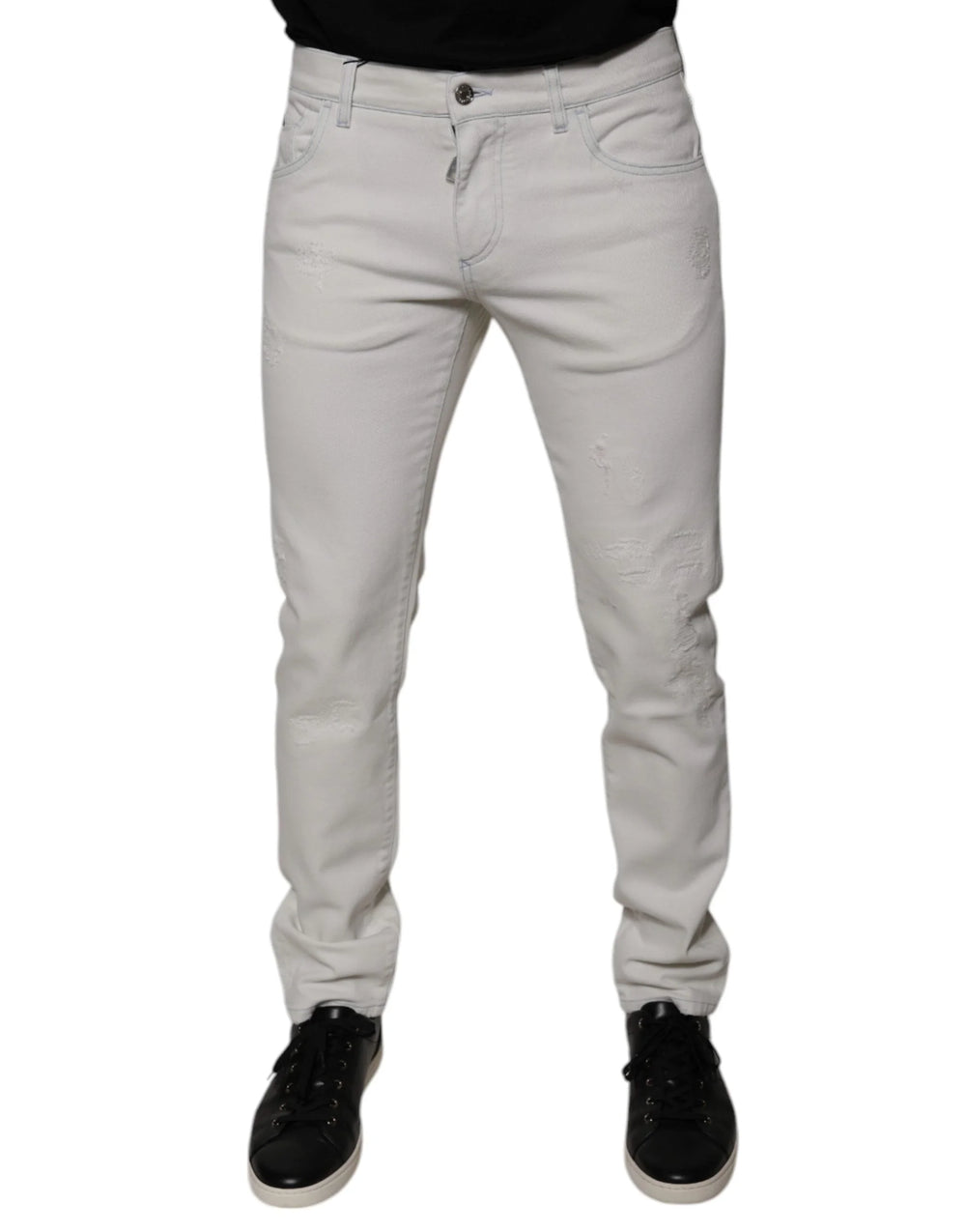 Dolce & Gabbana White Cotton Stretch Skinny Men Denim Jeans - IT44 | XS - Jeans